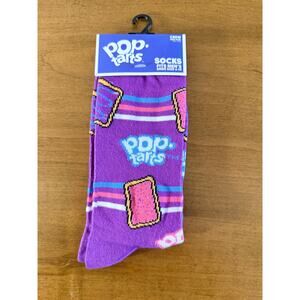 Pop Tarts Men's Crew Socks Purple Frosted Strawberry Fits Shoe Size 6-12 NWT